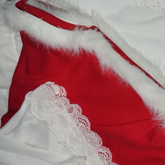 Two piece Christmas Red and white dance costume. - Picture 2 of 5